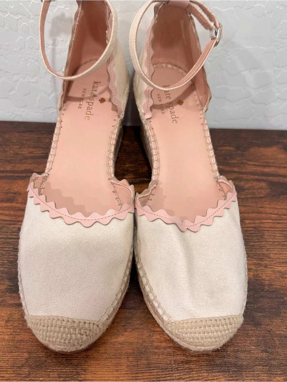 Kate Spade Thea Wedge Espadrille Sandals Womens 10 Heels Scalloped Edge Classic